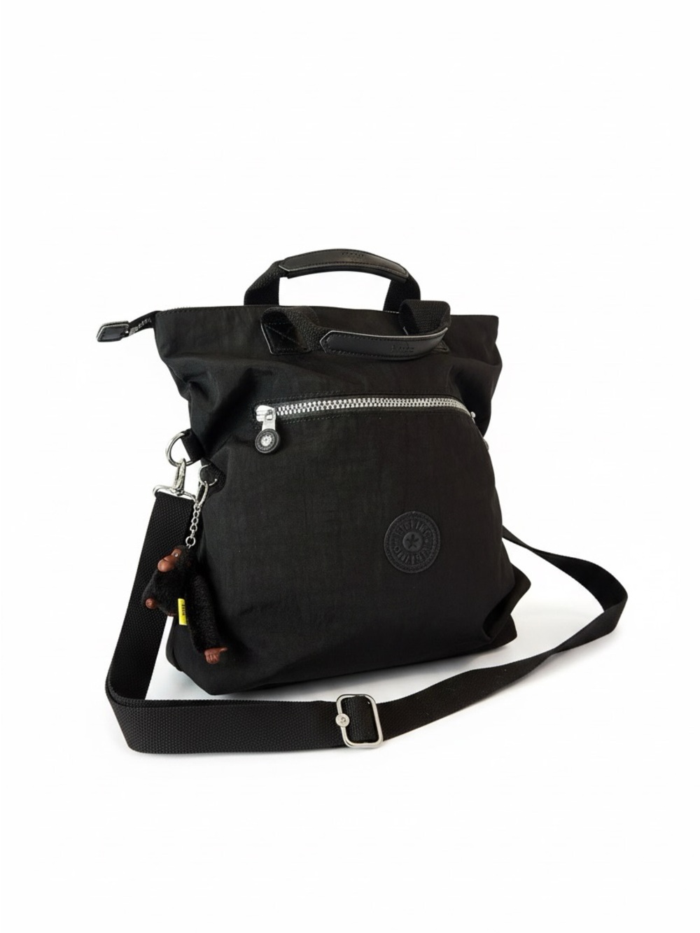 Kipling Black Nylon Convertible Tote Crossbody Bag Monkey Charm Unused